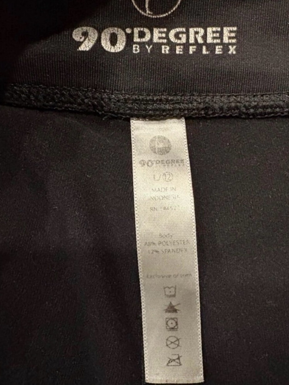 90 Degree by Reflex Black Athletic Leggings Girls Size 12 High Rise Stretch - Picture 3 of 3